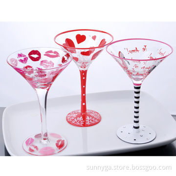 Martini Glass with 234mL Capacity, Different Hand Paintings are Available